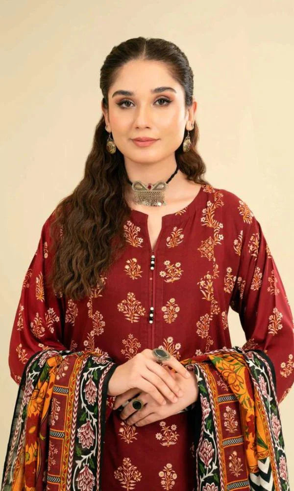 Nishat 3PC Lawn Embroidered With Printed Dupatta-416