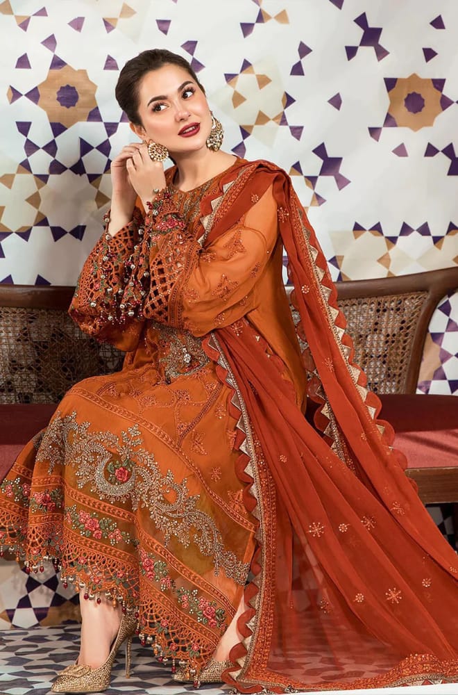 MARIA-B 3PC LAWN EMBROIDERED WITH CHIFFON EMBROIDERED DUPATTA-411