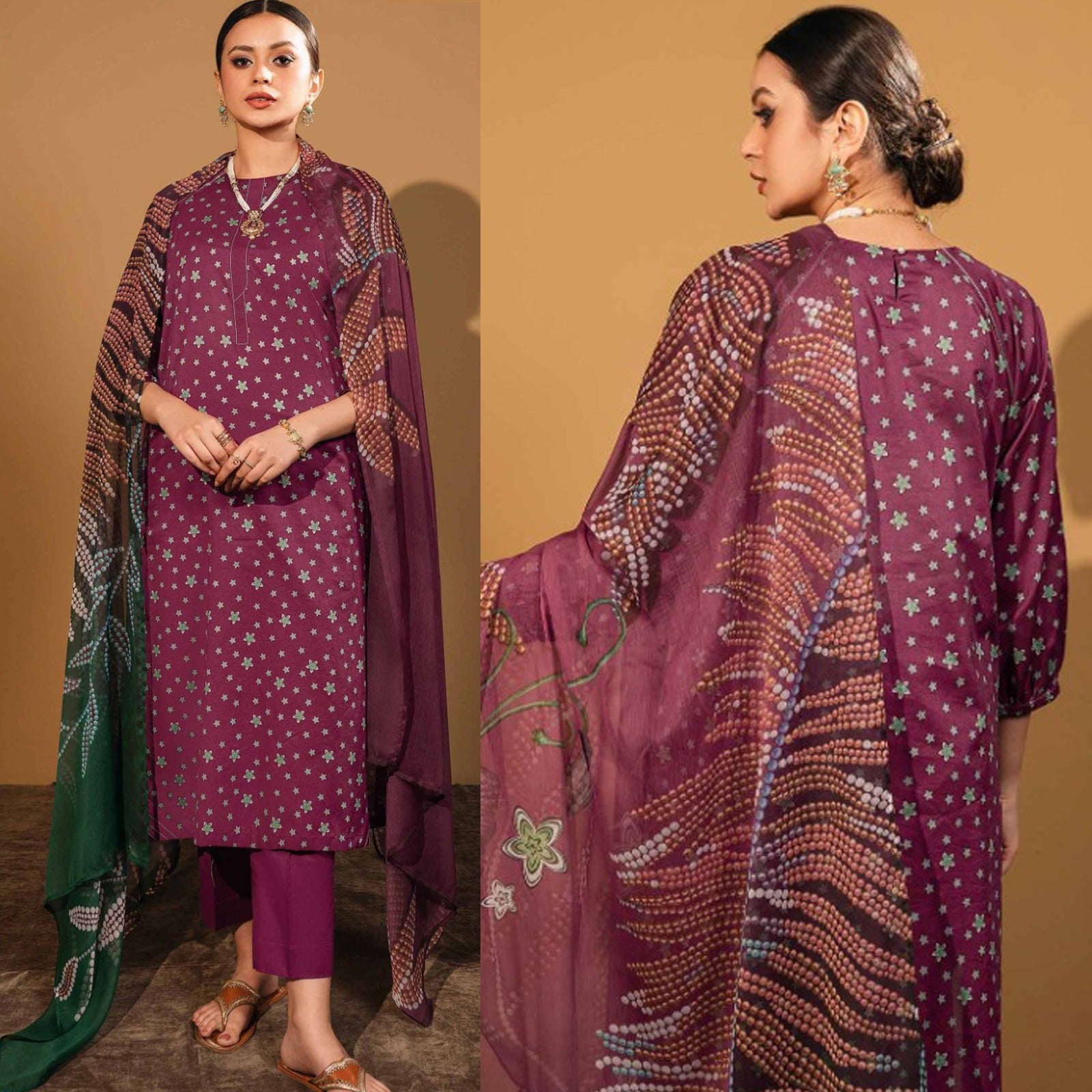 NISHAT 3PC Lawn Printed With Printed Voile Dupatta-758