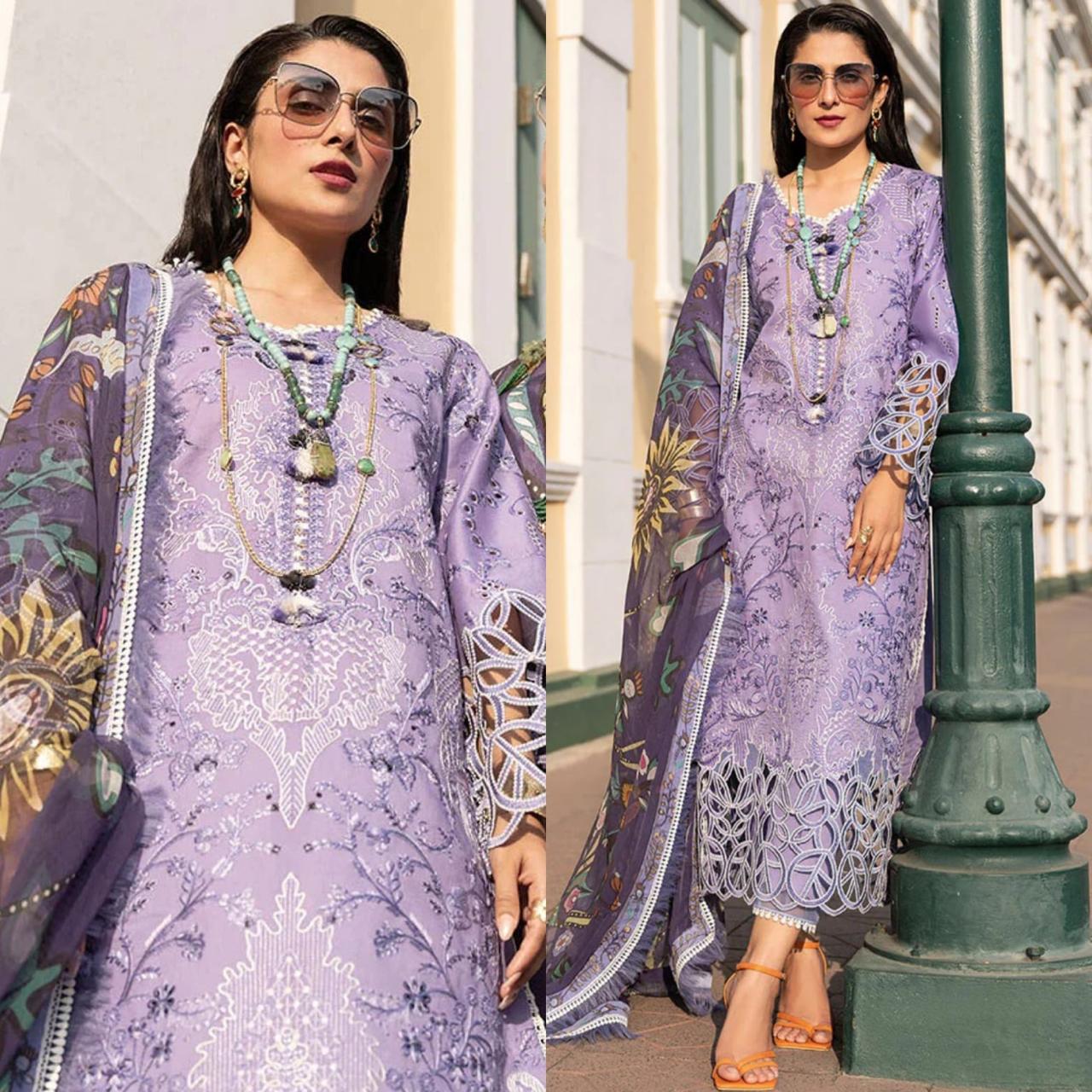 MUSHQ 3PC Lawn Embroidered With Printed Dupatta-362