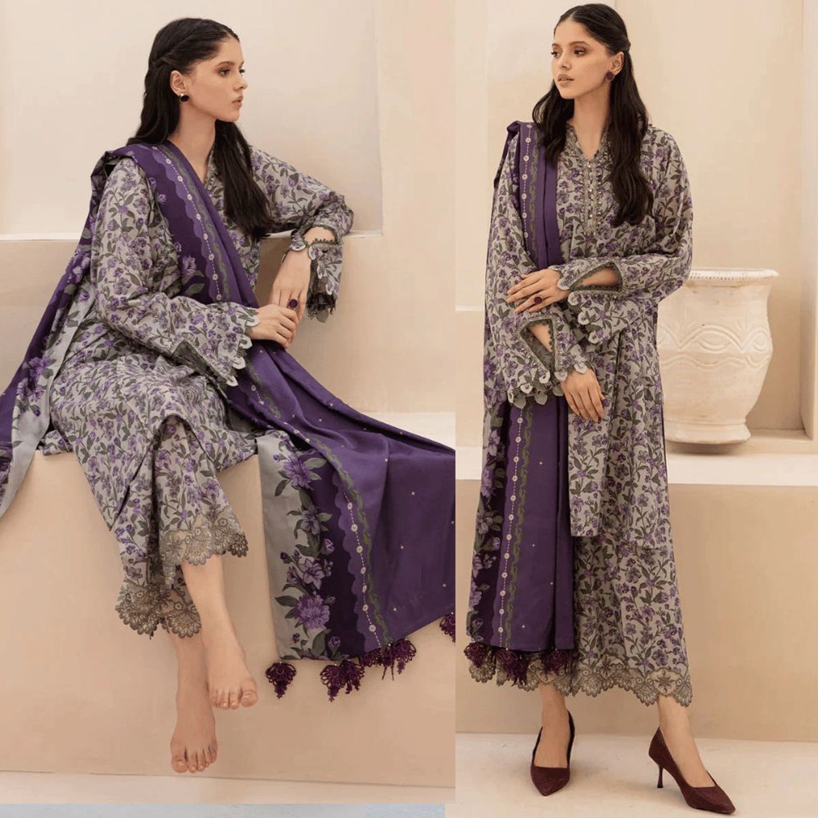 BAROQUE - 3PC Lawn Printed Shirt With Voile Printed Dupatta-768