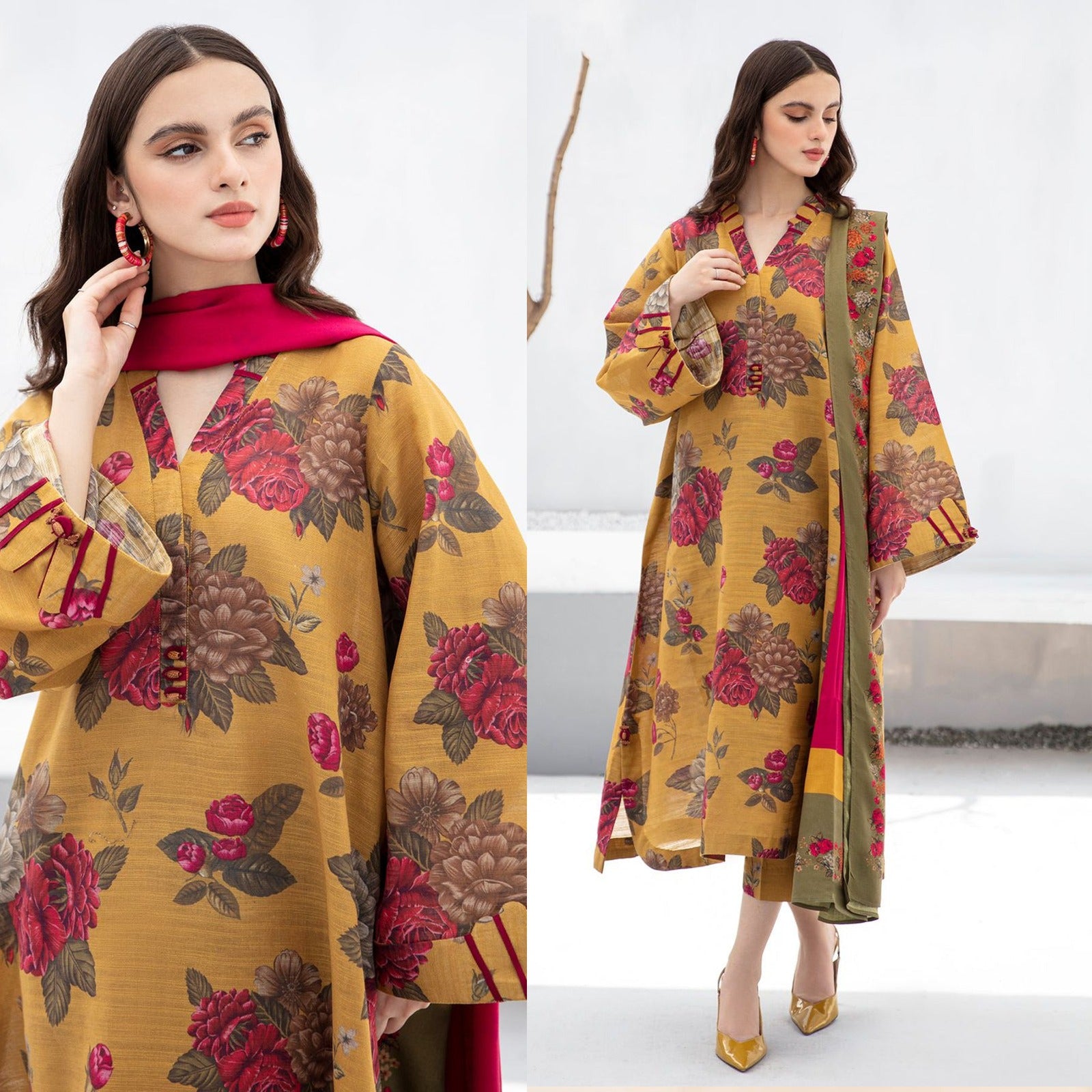 BAROQUE - 3PC Lawn Printed Shirt With Voile Printed Dupatta-766
