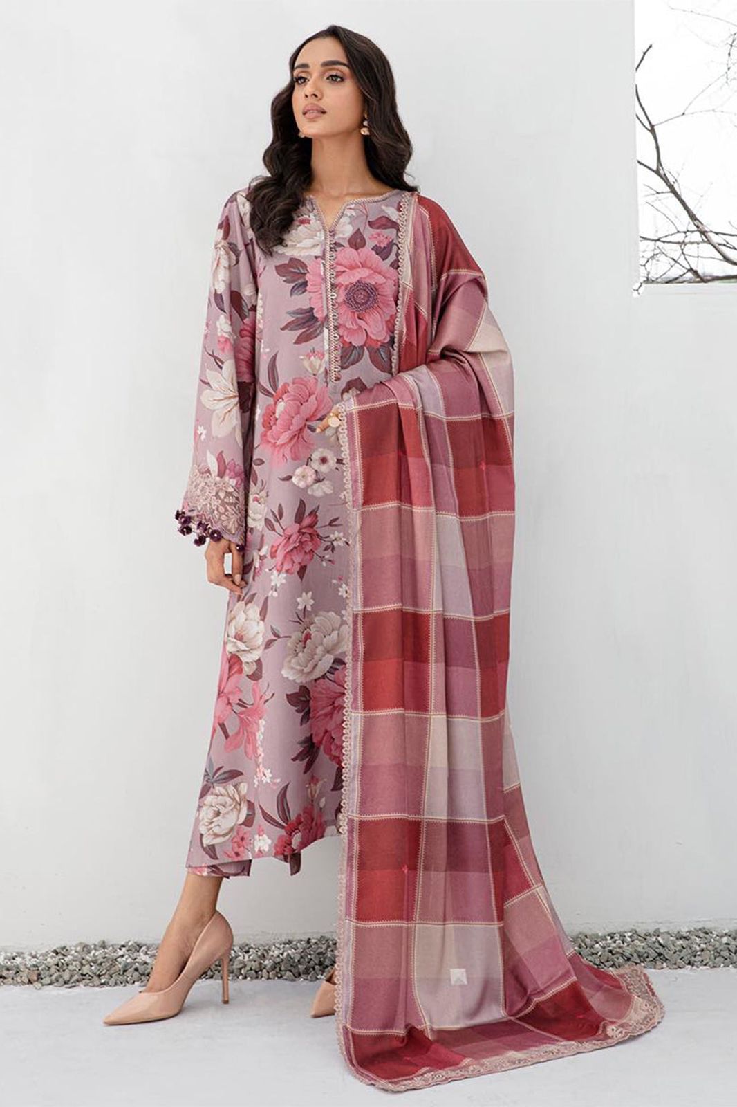 BAROQUE - 3PC Lawn Printed Shirt With Voile Printed Dupatta-764