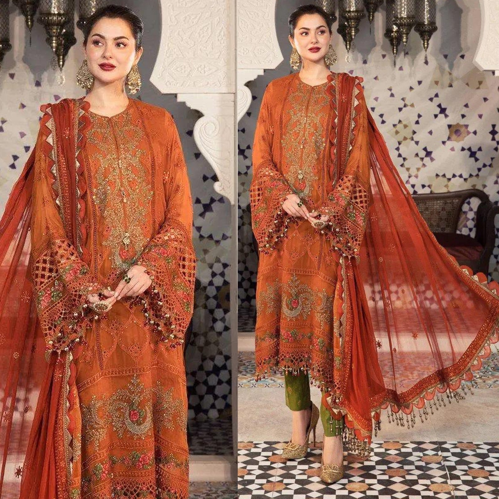 MARIA-B 3PC LAWN EMBROIDERED WITH CHIFFON EMBROIDERED DUPATTA-411