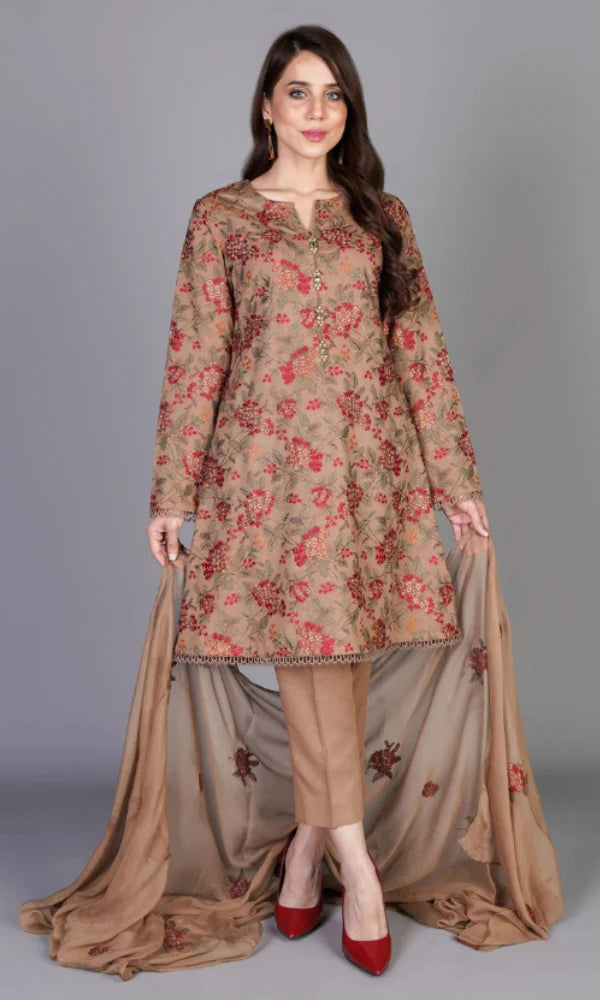 Bareeze Lawn 3PC Embroidered With Chiffon Embroidered Dupatta-417