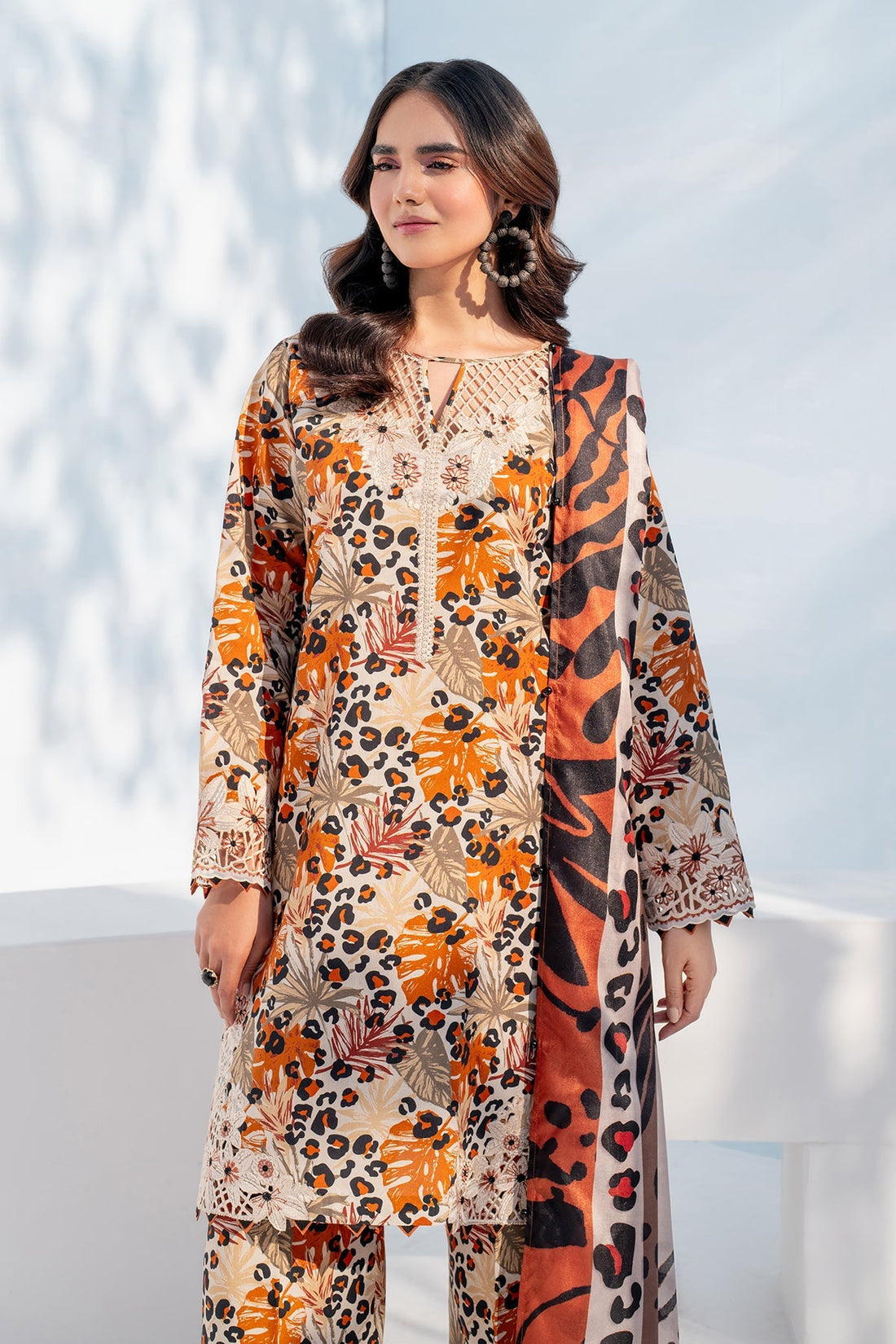 3PC Lawn Printed Shirt With Digital Printed Dupatta-1602