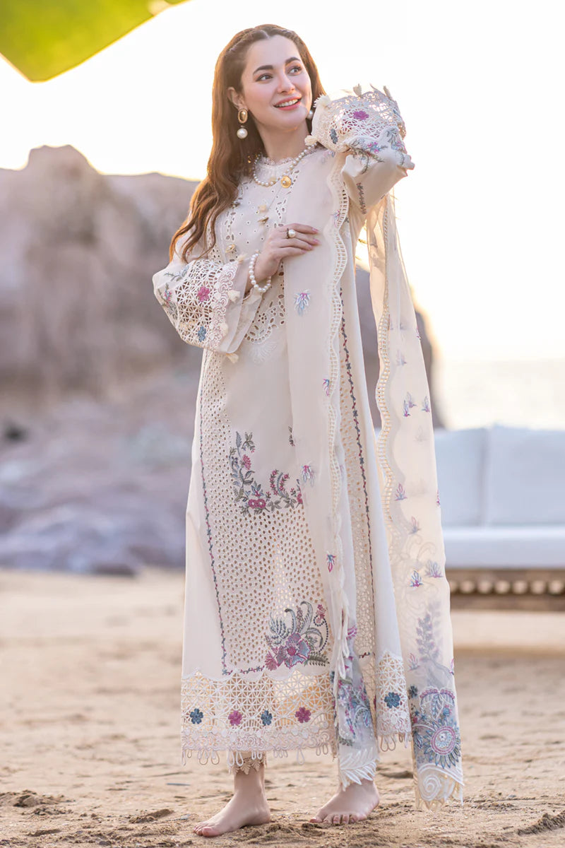 Lawn 3PC Embroidered With Organza Embroidered Dupatta-455