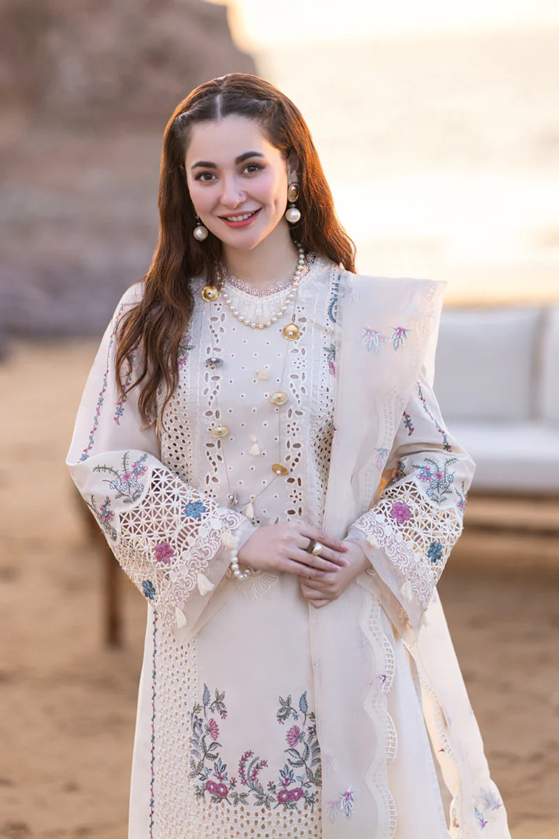 Lawn 3PC Embroidered With Organza Embroidered Dupatta-455