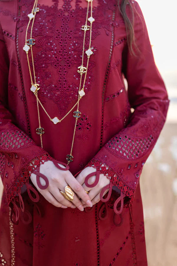 Lawn-3PC Embroidered Shirt with Organza Embroidered Dupatta-1134