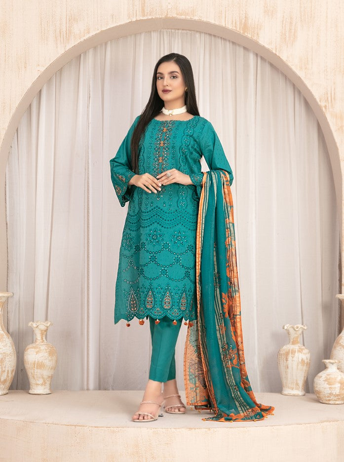 Lawn 3PC Embroidered With Printed Dupatta-440