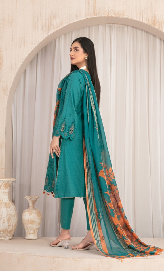 Lawn 3PC Embroidered With Printed Dupatta-440