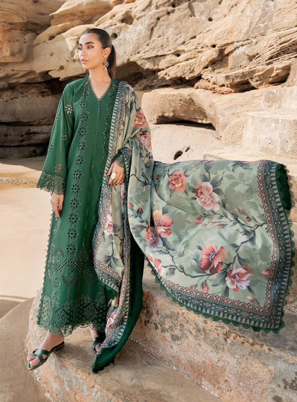 LAWN 3PC Chikankri Embroidered With Printed Dupatta-453