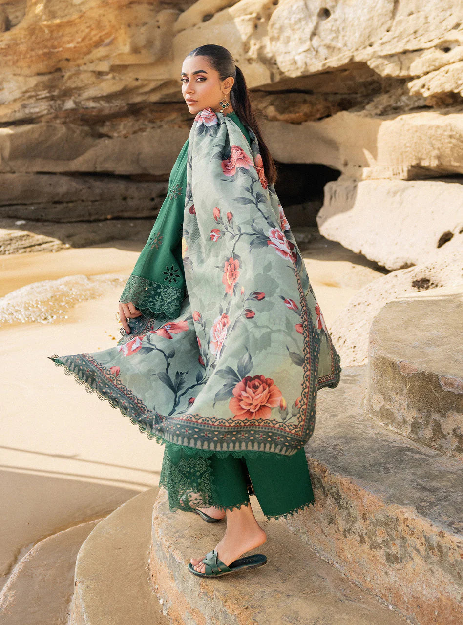 LAWN 3PC Chikankri Embroidered With Printed Dupatta-453