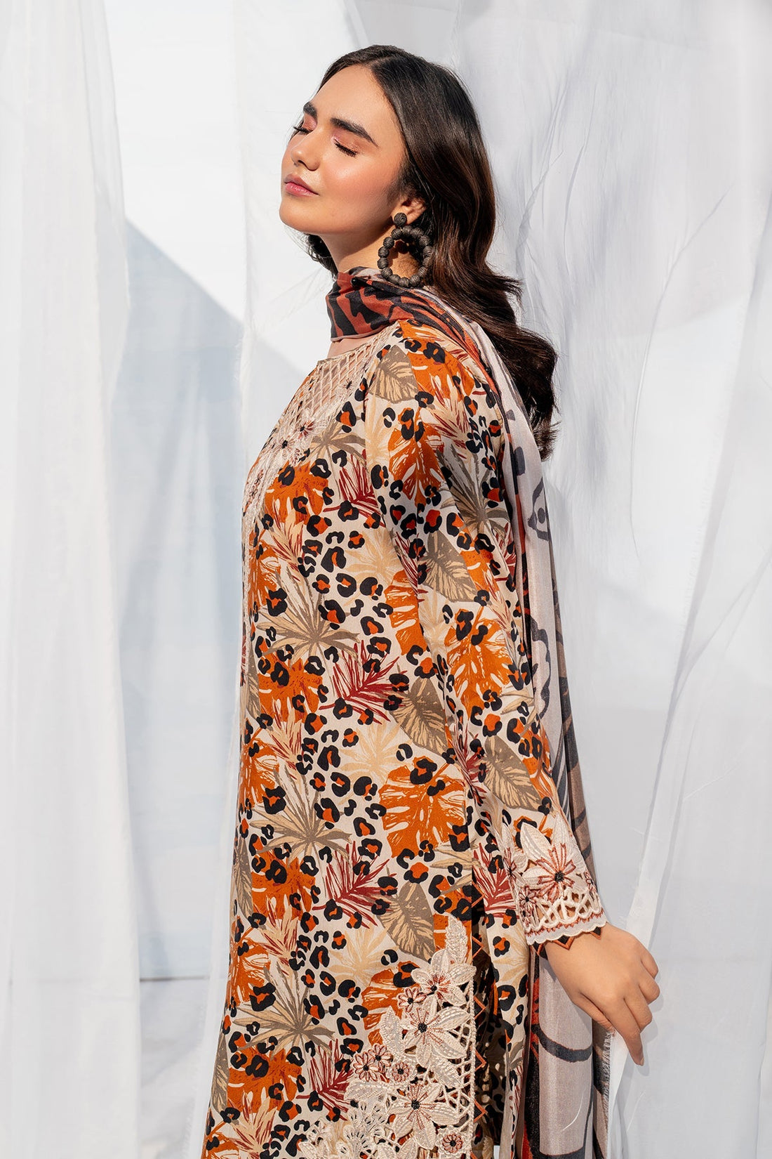 3PC Lawn Printed Shirt With Digital Printed Dupatta-1602