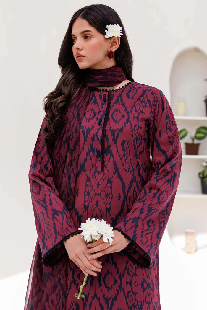 3PC Lawn Printed Shirt With Voile Printed Dupatta-1502