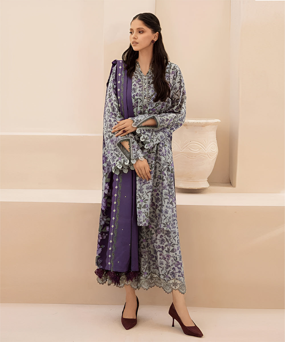 KARANDI 3PC PRINTED SHIRT WITH KARANDI PRINTED DUAPTTA AND TROUSER-807