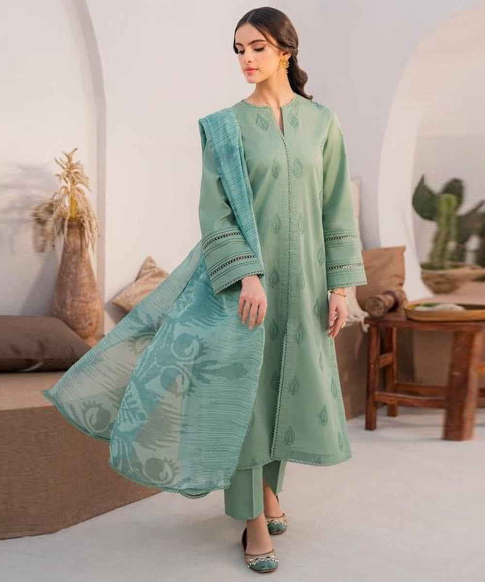 LAWN-3PC EMBROIDERED SHIRT WITH PRINTED DUPATTA-1228