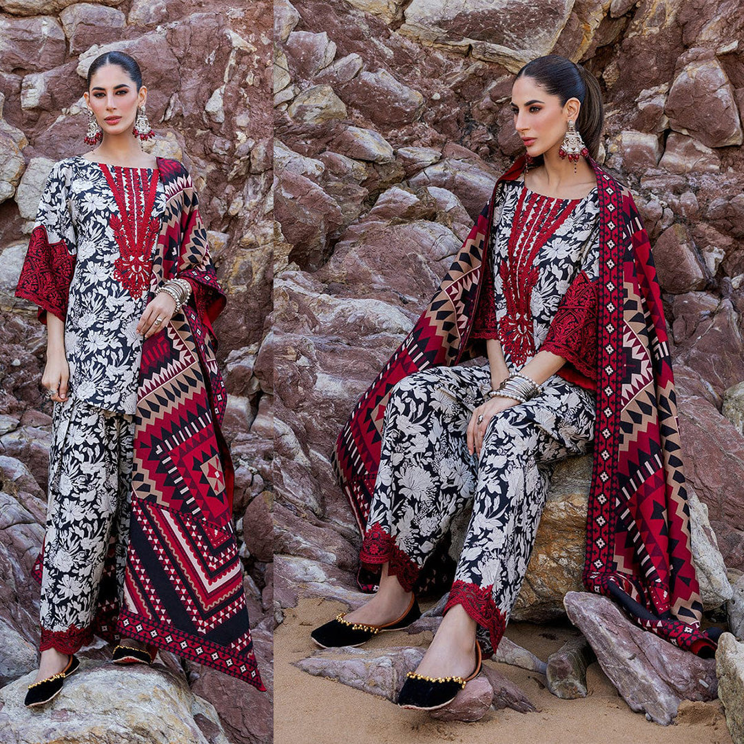 KARANDI 3PC  PRINTED SHIRT WITH KARANDI PRINTED DUAPTTA-815