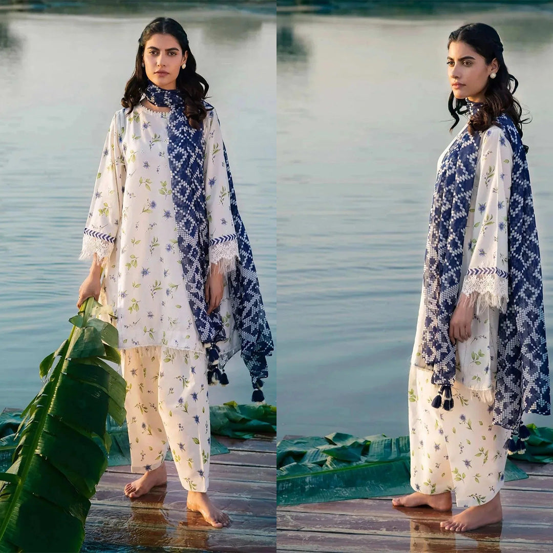 KARANDI 3PC  PRINTED SHIRT WITH KARANDI PRINTED DUAPTTA AND TROUSER-814