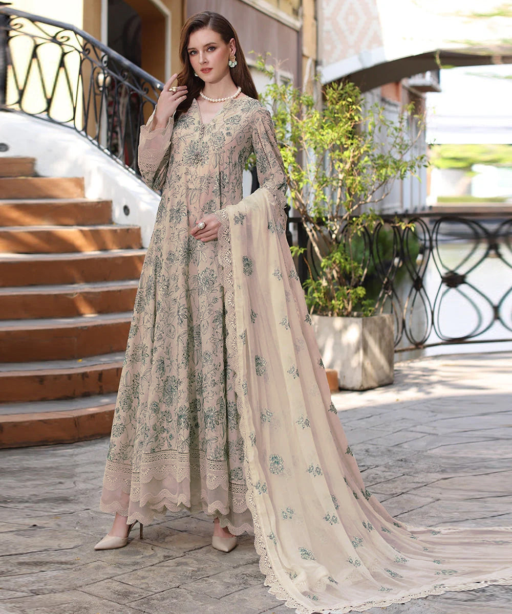 Lawn 3PC Embroidered With Chiffon Embroidered Dupatta-1103