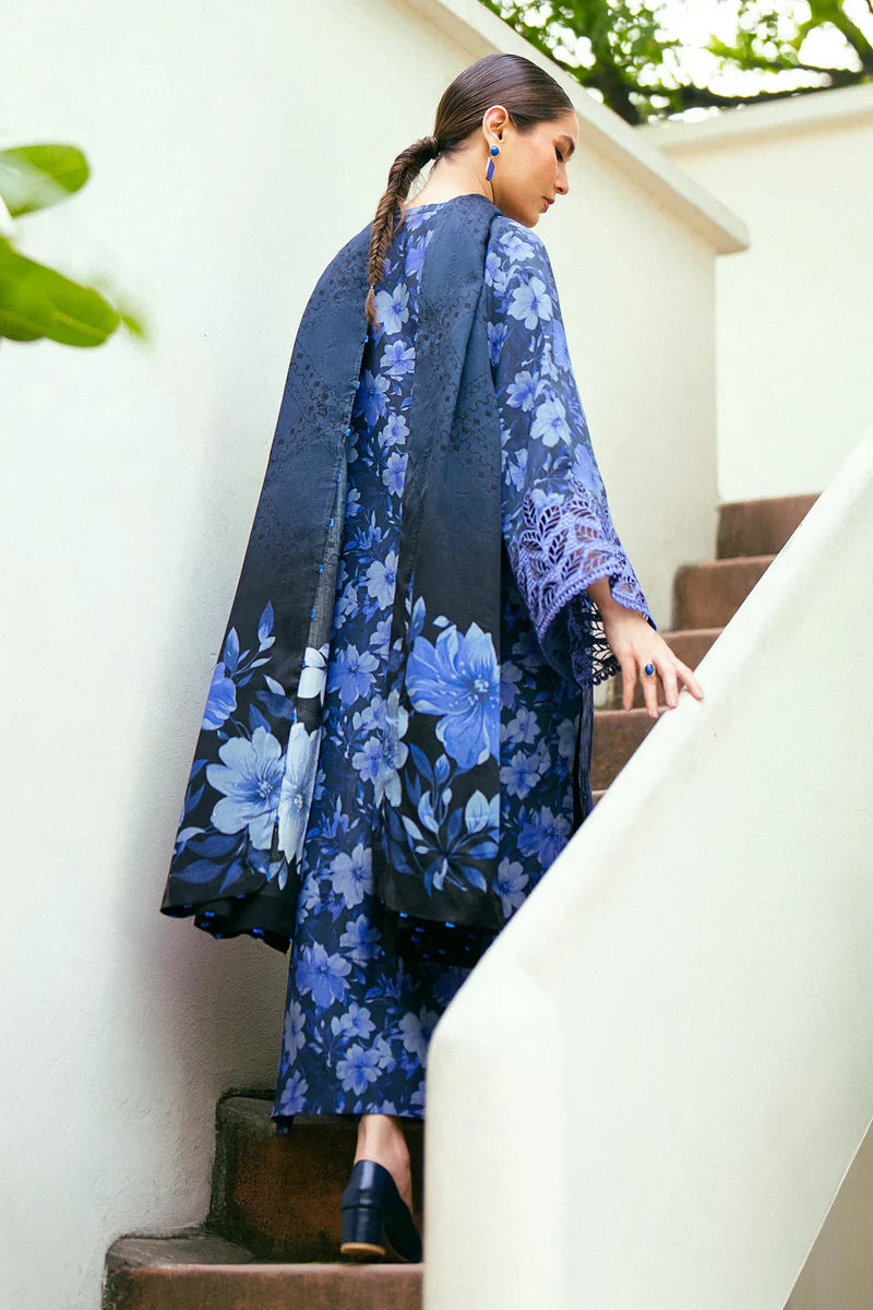 3PC-Printed Lawn Zarri Shirt With Voile Printed Dupatta-1521