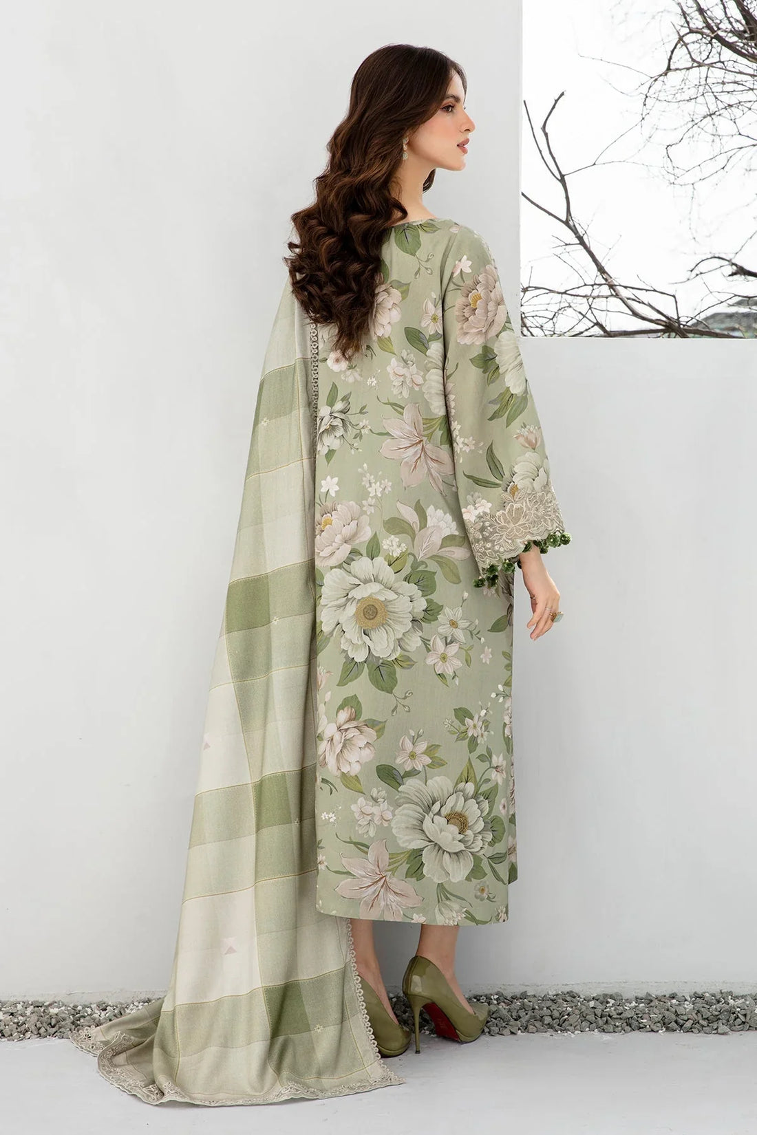 3PC Lawn Printed Shirt With Voile Printed Dupatta-1509