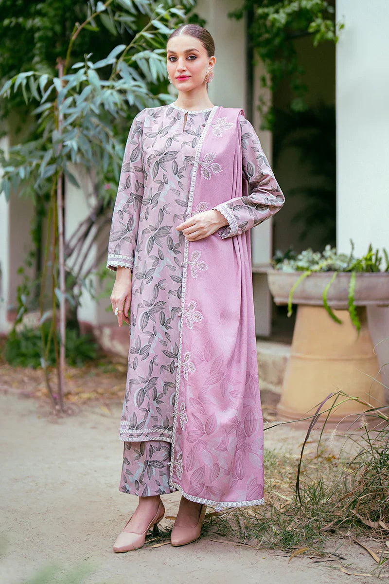 3PC-Printed Lawn Zarri Shirt With Voile Printed Dupatta-1522