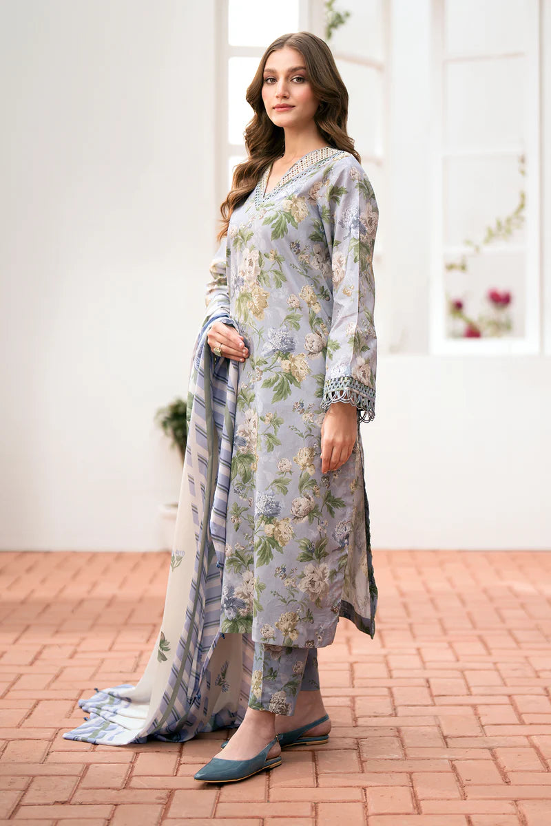 Lawn 3PC  Printed Shirt With Voile Printed Dupatta-787