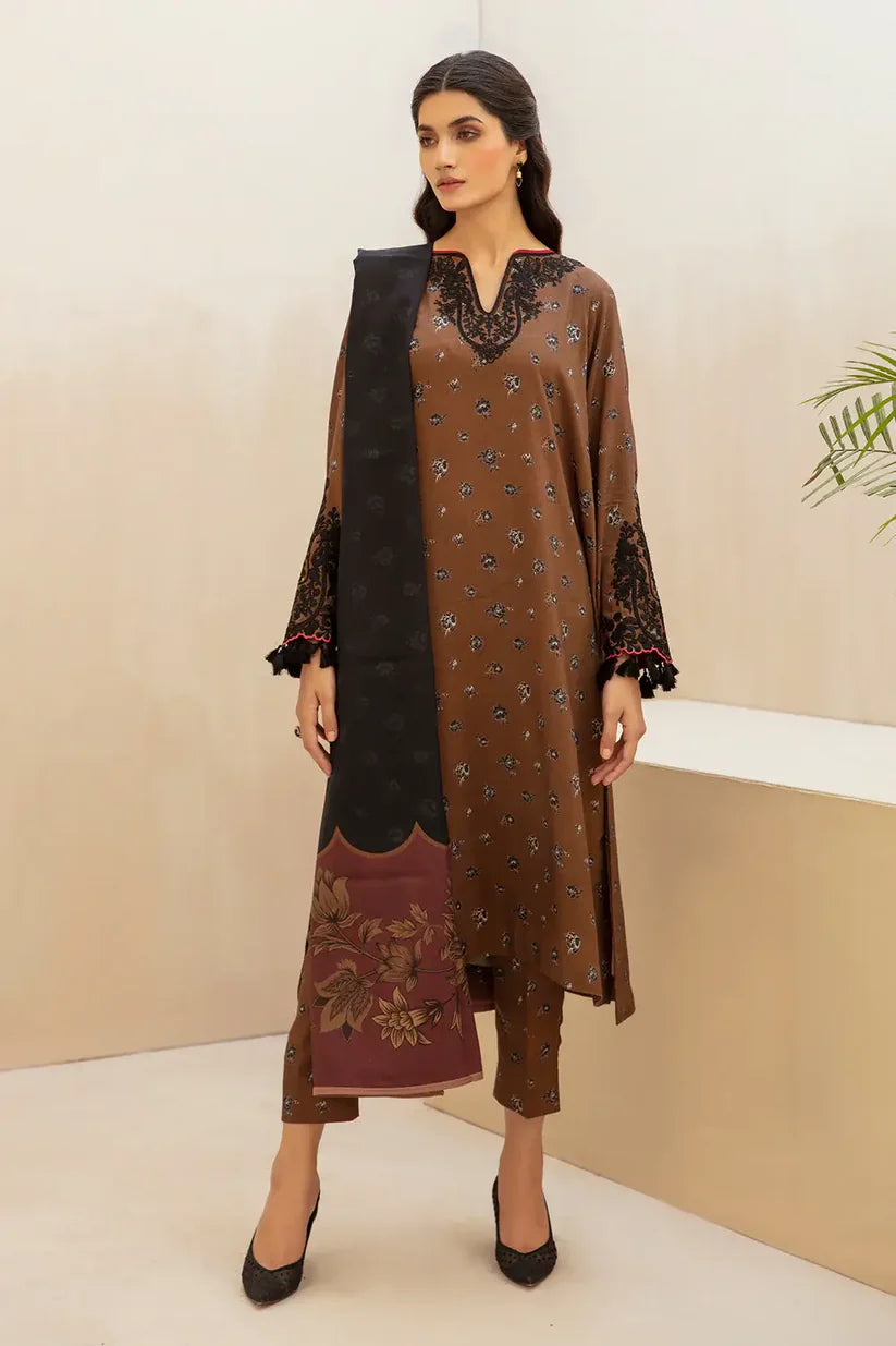 KARANDI 3PC  PRINTED SHIRT WITH KARANDI PRINTED DUAPTTA AND TROUSER-809