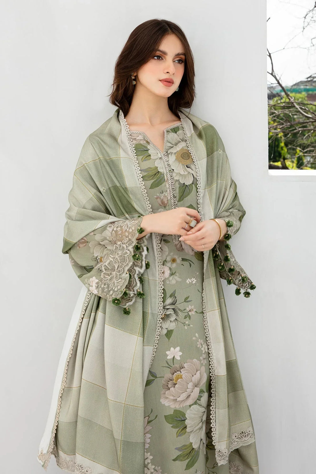 3PC Lawn Printed Shirt With Voile Printed Dupatta-1509