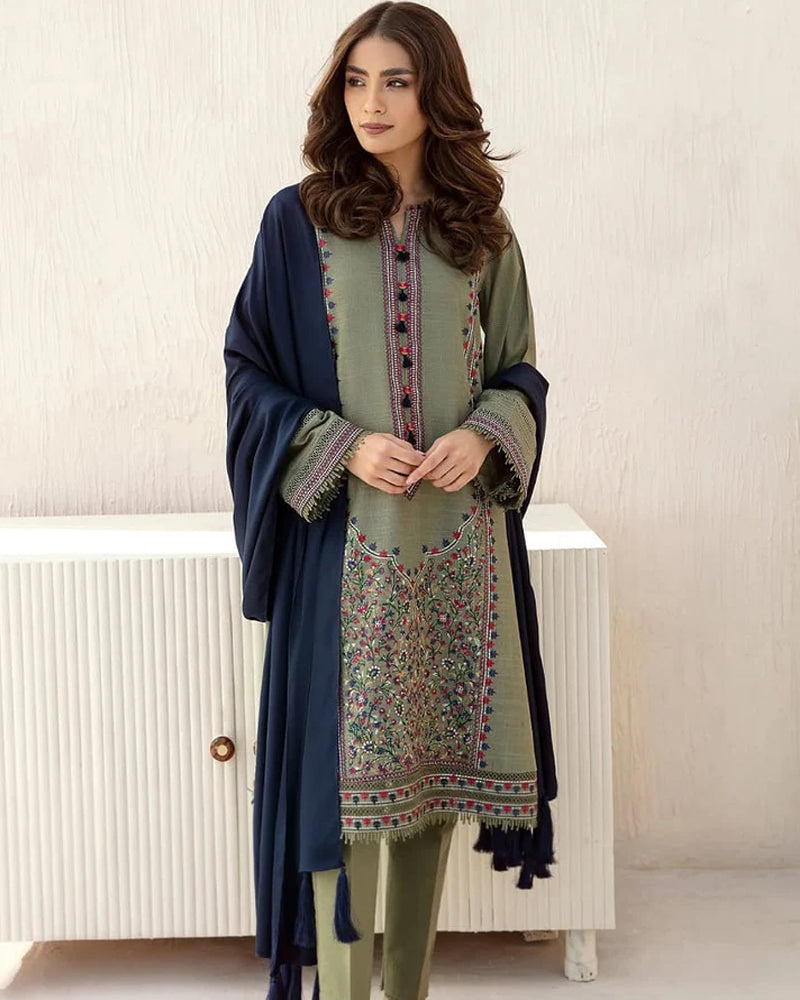 Lawn-3PC Embroidered With Lawn Dupatta-1122