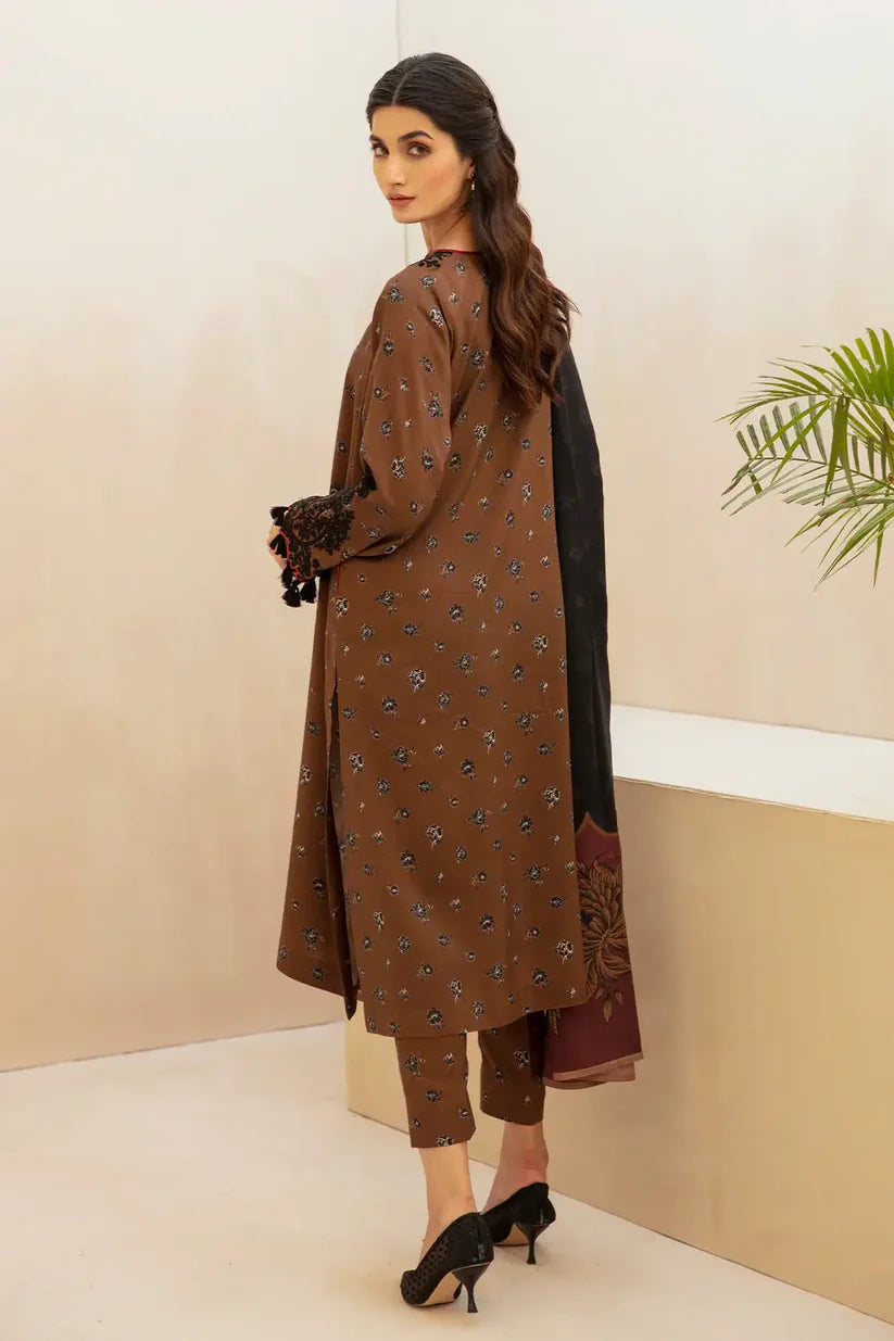 KARANDI 3PC  PRINTED SHIRT WITH KARANDI PRINTED DUAPTTA AND TROUSER-809