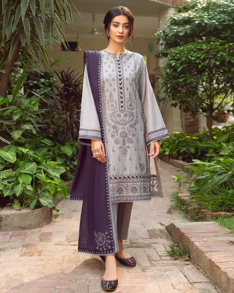 Lawn-3PC Embroidered with Chiffon Embroidered Dupatta-1117