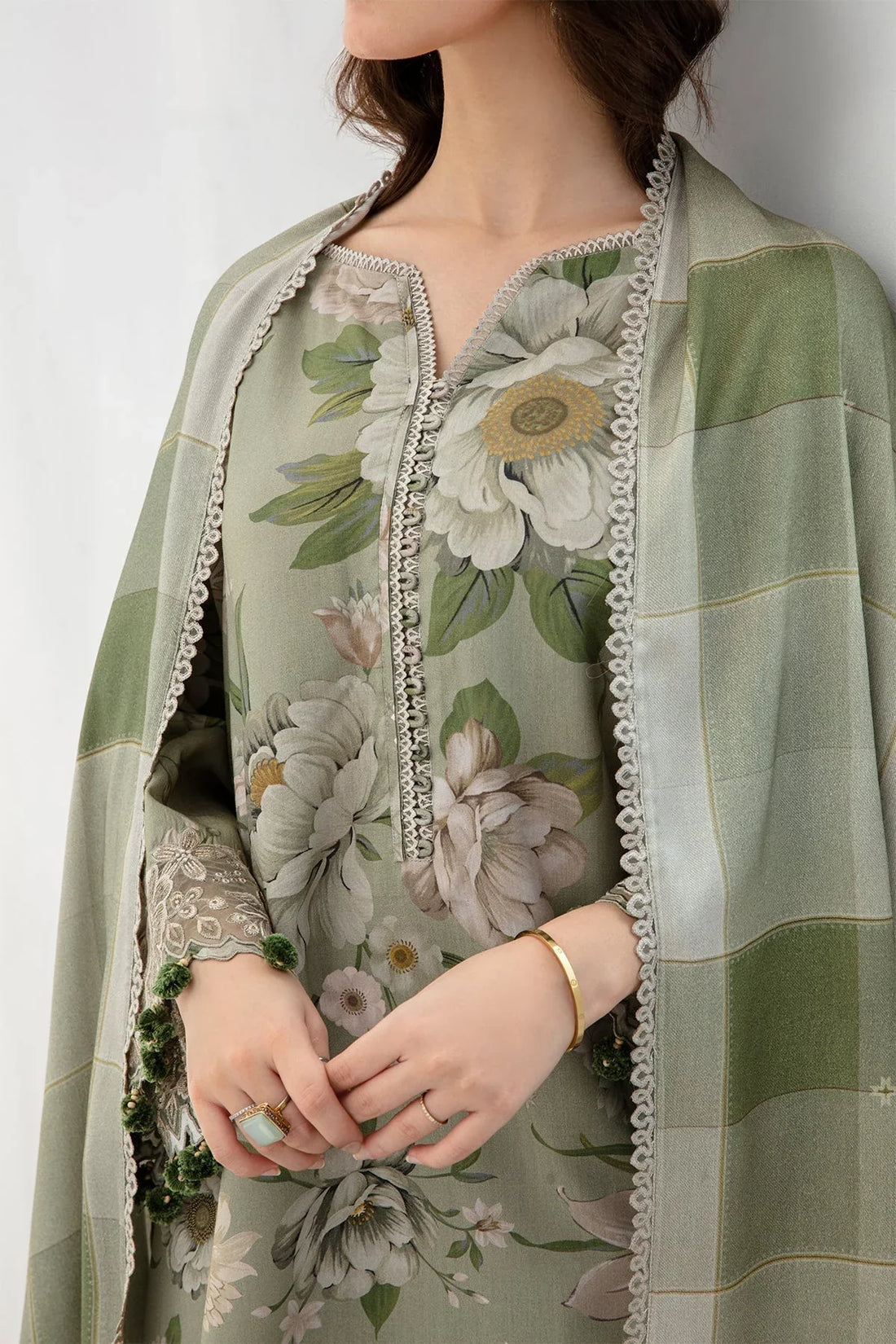 3PC Lawn Printed Shirt With Voile Printed Dupatta-1509