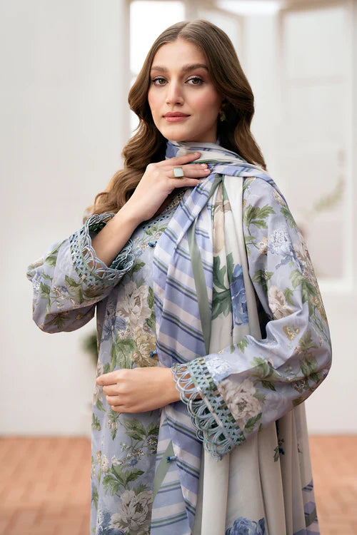 Lawn 3PC  Printed Shirt With Voile Printed Dupatta-787