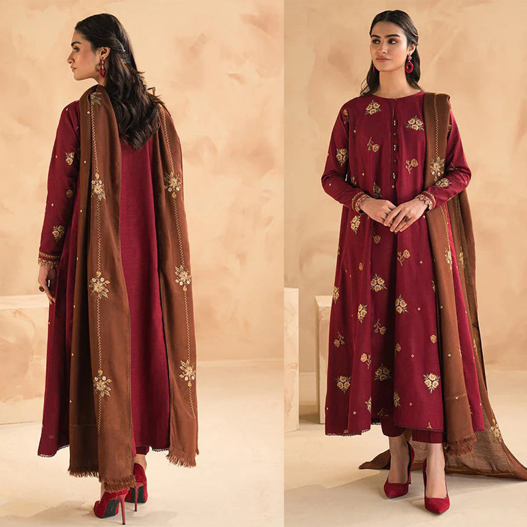 Lawn 3PC Embroidered With Lawn Embroidered Dupatta-1030