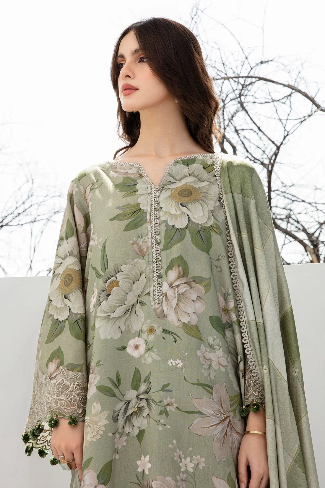 3PC Lawn Printed Shirt With Voile Printed Dupatta-1509