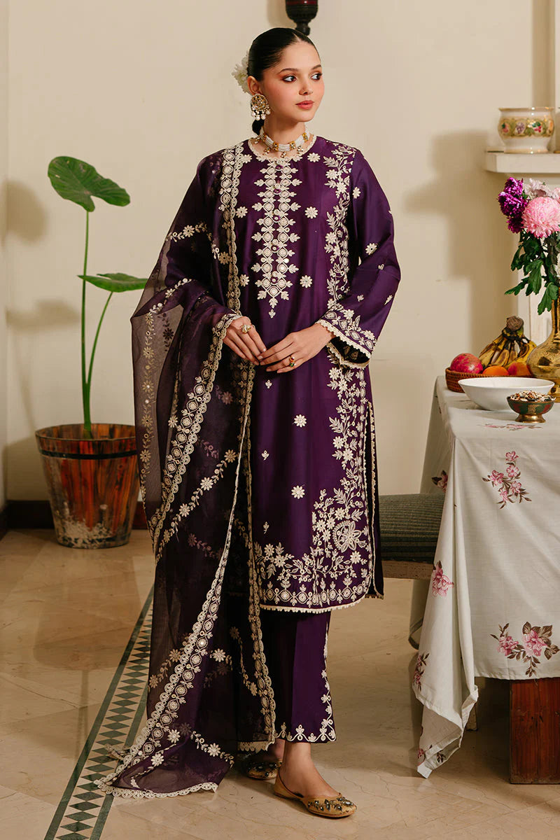 Lawn 3PC  Embroidered With Organza Embroidered Dupatta-468