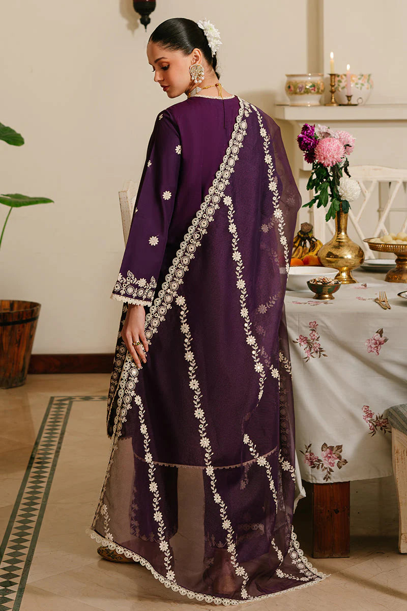 Lawn 3PC  Embroidered With Organza Embroidered Dupatta-468