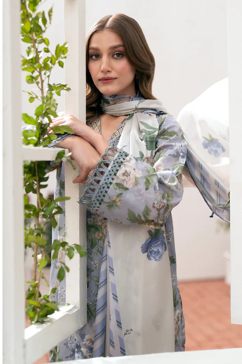 Lawn 3PC  Printed Shirt With Voile Printed Dupatta-787