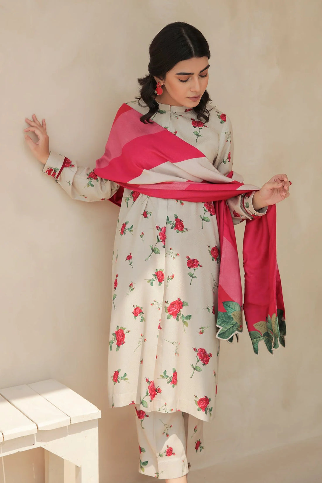 KARANDI 3PC  PRINTED SHIRT WITH KARANDI PRINTED DUAPTTA AND TROUSER-805