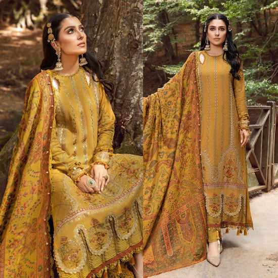 Lawn 3PC Embroidered With Digital Printed Dupatta-1015