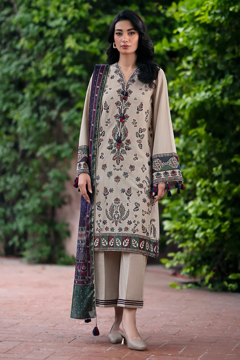 Khaddar 3PC Embroidered Shirt With Printed Dupatta-210