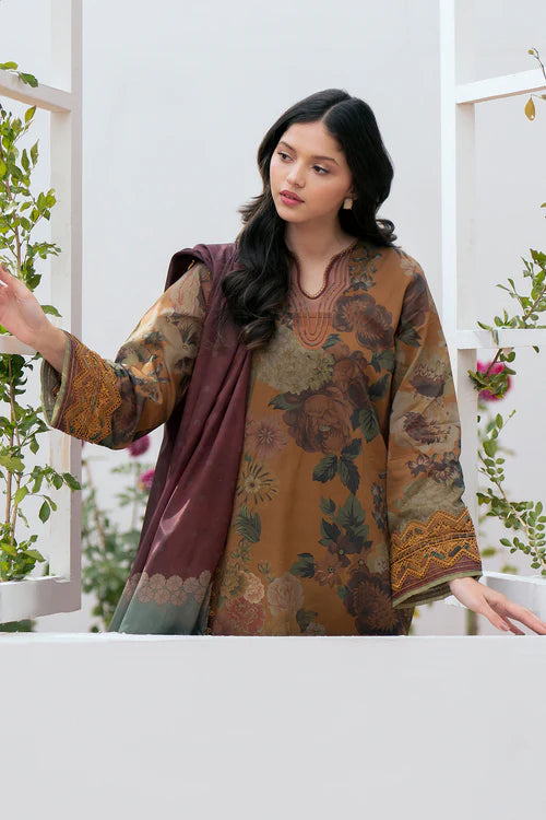 KARANDI 3PC  PRINTED SHIRT WITH KARANDI PRINTED DUAPTTA AND TROUSER-813