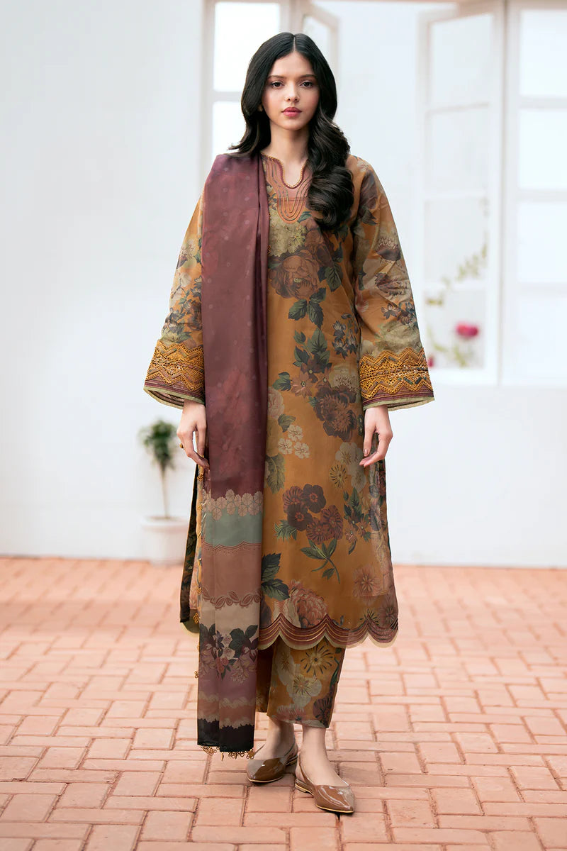 KARANDI 3PC  PRINTED SHIRT WITH KARANDI PRINTED DUAPTTA AND TROUSER-813