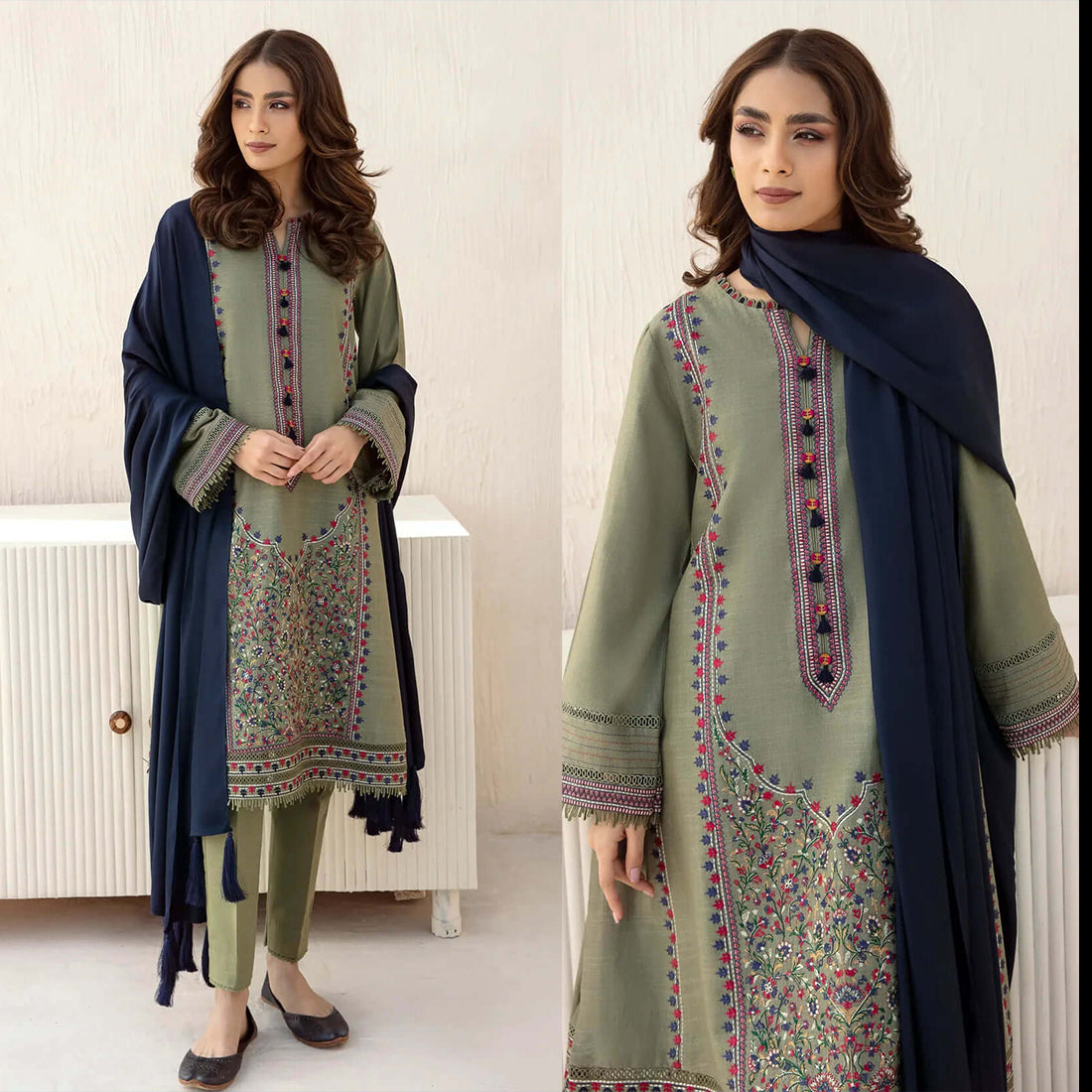 Lawn-3PC Embroidered With Lawn Dupatta-1122