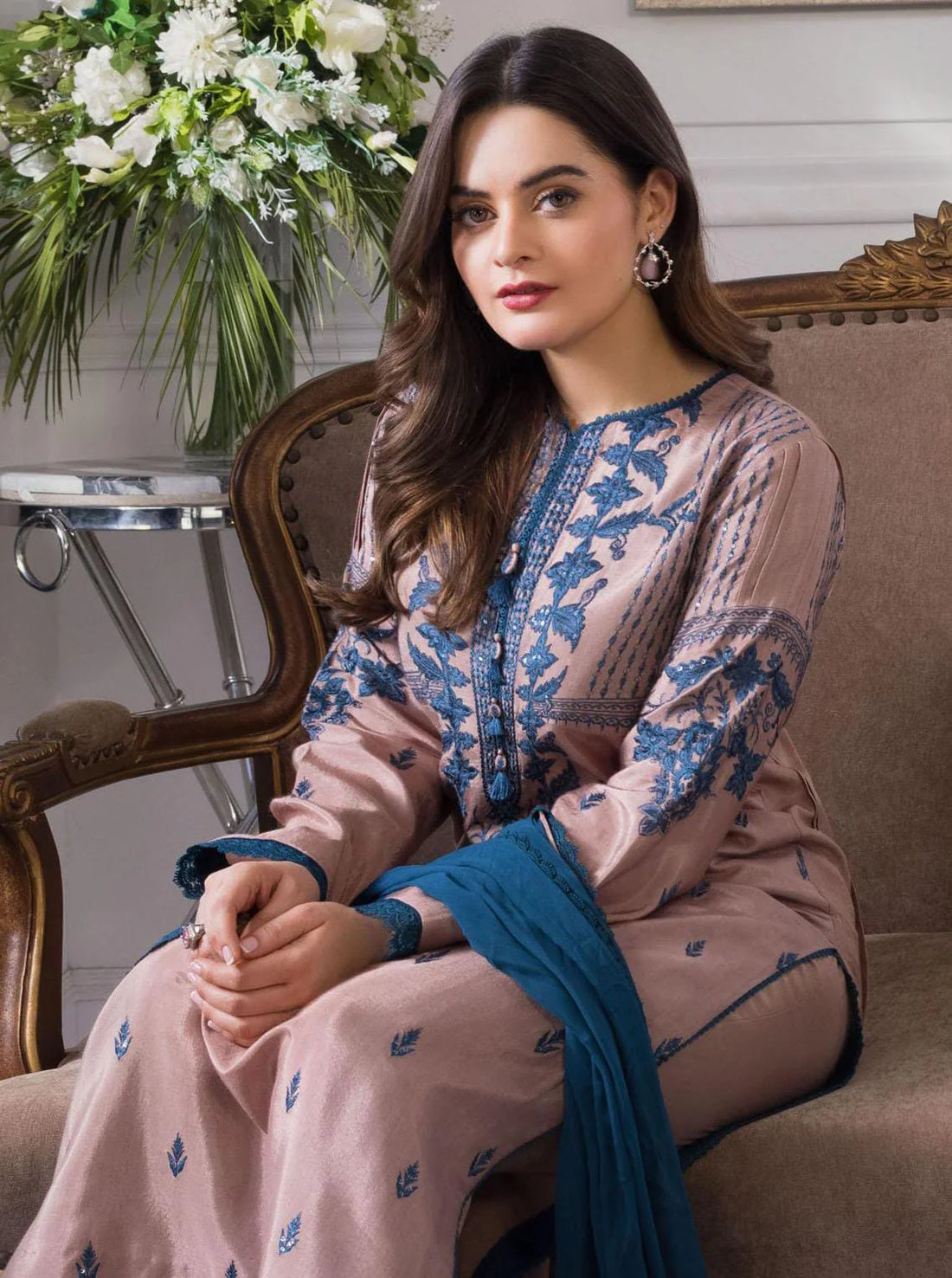 Dhanak 3PC Embroidered With Chiffon Dupatta-142