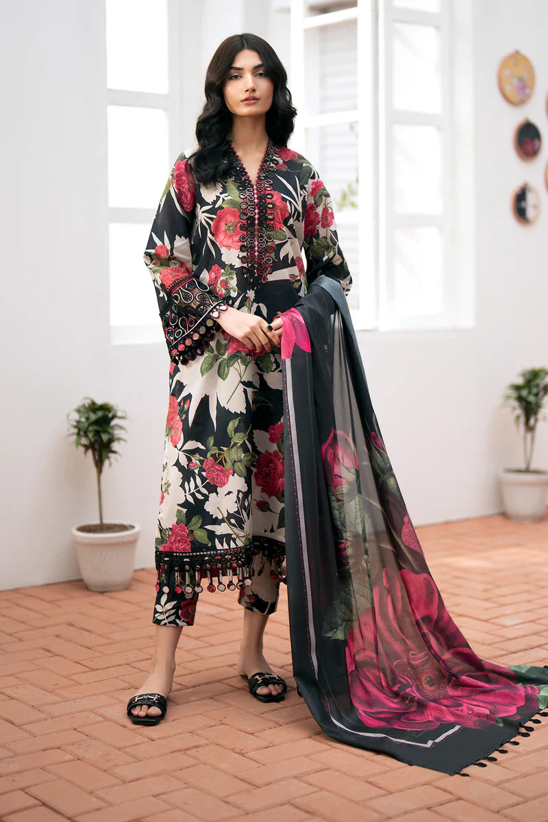 Lawn 3PC  Printed Shirt With Voile Printed Dupatta-786