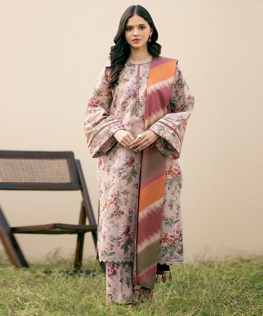 3PC Lawn Printed Shirt With Voile Printed Dupatta-1501