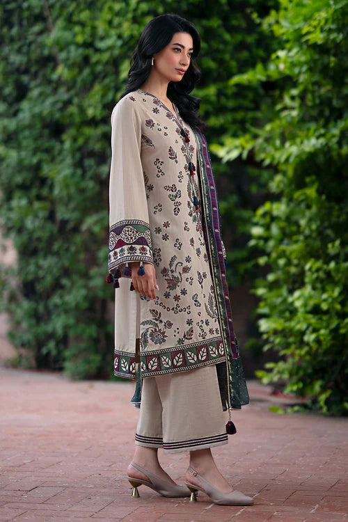 Khaddar 3PC Embroidered Shirt With Printed Dupatta-210